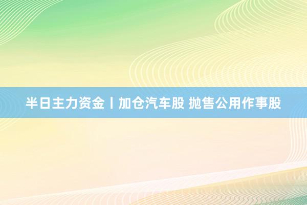 半日主力资金丨加仓汽车股 抛售公用作事股