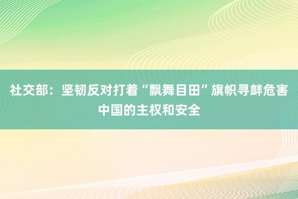 社交部：坚韧反对打着“飘舞目田”旗帜寻衅危害中国的主权和安全