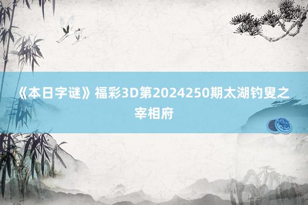 《本日字谜》福彩3D第2024250期太湖钓叟之 宰相府